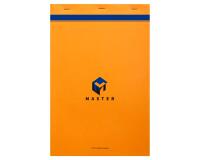 Bloc de bureau Master agrafé en-tête A4+ 100 feuilles petits carreaux 70 g - Orange