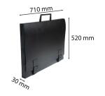 Valisette arts graphiques à poignée Dos 30 mm polypropylène rigide 12/10e - Pour format raisin - Noir