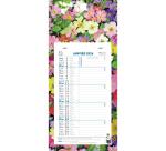 Calendrier mensuel Fleurs avec feuillets détachables 15,5 x 28,5 cm sur support plaque imprimée 19 x 41 cm 2026 - Visuels assortis