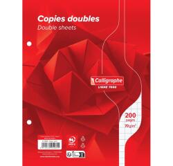 Copies doubles sous film 7000 17x22 cm 200 pages perforées 2 trous grands carreaux 70 g
