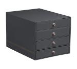 Rhodiarama trieur 4 tiroirs simili cuir italien 24,8x32,7x22,8 cm - Titane