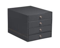 Rhodiarama trieur 4 tiroirs simili cuir italien 24,8x32,7x22,8 cm - Titane