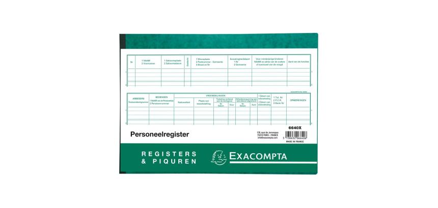 Piqûre Législation sociale - Registre du personnel : 99 inscrits - texte NL - 80 pages