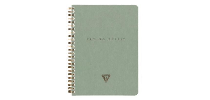 Flying Spirit Green carnet reliure intégrale à poches 14,8x21cm 120p détach. ligné motifs assortis papier ivoire 90g - Vert de gris