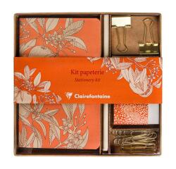 Jardin des Sens, Kit de papeterie contenant un carnet 11x17 cm 64 pages lignées, un crayon de papier, 2 pinces doubles-clip, 10 trombones et une gomme