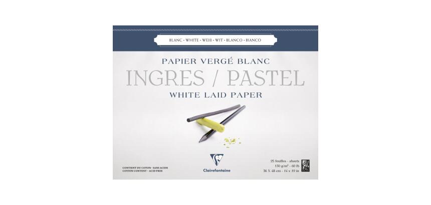 Ingres Pastel bloc collé 25F 36x48cm 130g - Blanc