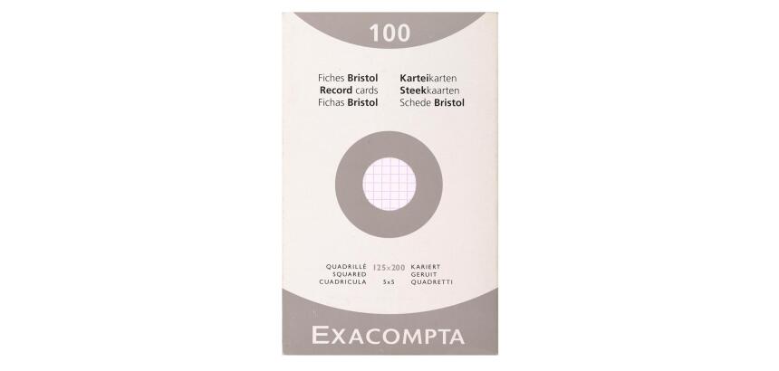 Estuche Exacompta de 100 fichas Exacompta bristol - cuadricula 5x5 sin taladro 125x200mm - Blanco