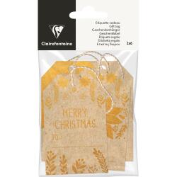 Etiquettes Cadeaux kraft, rectanglesNoël - Kraft