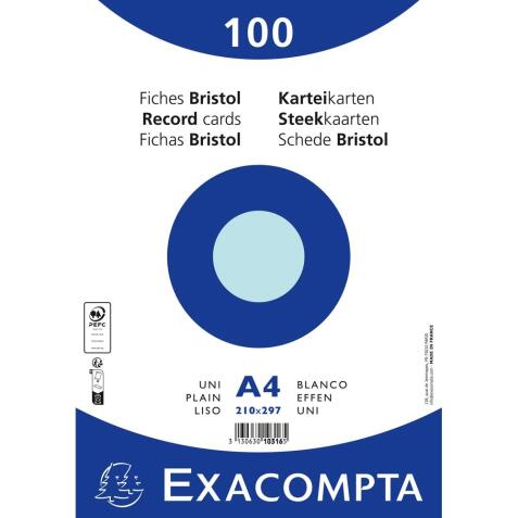 Pk100 Exa Rec Card 21x29.7cm Plain Blue