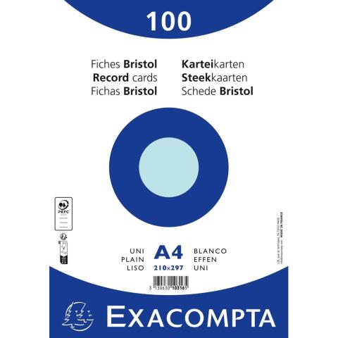 Fichas de cartulina bristol 205 g/m2 - Liso - 210x297 mm - Azul cielo