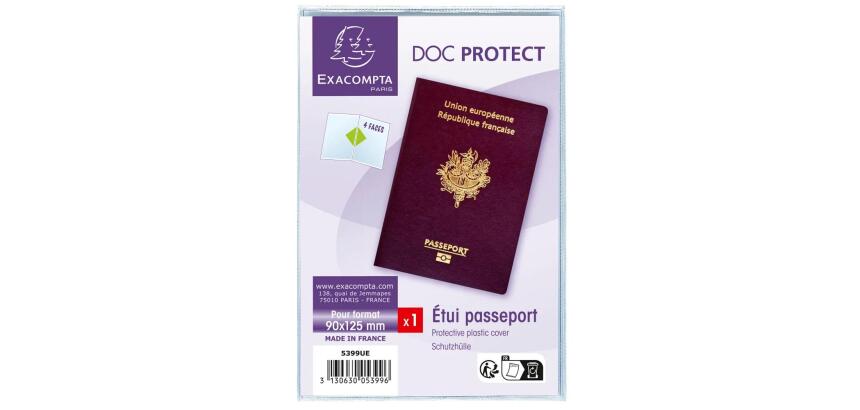 Etui de protection pour passeport 2 volets PVC lisse 20/100e - Cristal