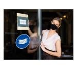 Panneau adhesif exacompta pvc antiderapant masque           obligatoire 20cm coloris bleu