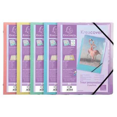 Clasificadores personalizables con 3 solapas Kreacover ® Pastel - Tamaño: 25x32 cm para: A4 - Colores surtidos