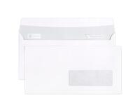 Boite de 500 Enveloppes Blanches DL-110x220mm - Auto-Adhésives - 90g/m2 - Fenêtre PET 35x100 (position 20/20) - Blanc