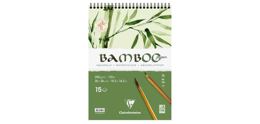 Bamboo, Spiralblock mit 15 Blatt Bambuspapier, 26x36 cm, 250g