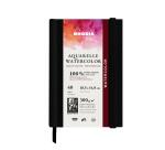 Rhodia Touch Watercolor Book, papier 100% coton grain satiné 300g - A6 portrait, 40 pages - Noir