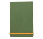 Rhodiarama Webnotepad A5 mit festem Einband, 96 Blatt liniert, mikroperforiert, Papier elfenbein 90g, mit Gummizugverschluss - Salbeigrün