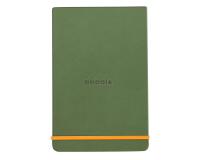 Rhodiarama Webnotepad rembordé rigide A5 192 pages ligné microperforé papier ivoire 90g fermeture élastique - Sauge