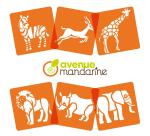 Set de 6 pochoirs enfants, Animaux de la savane - Orange