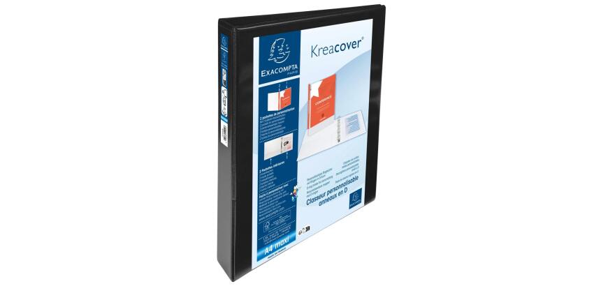 Classeur personnalisable rigide 2 poches KreaCover - 4 anneaux en D 30mm - A4 maxi