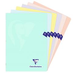 Cahier piqué Mimesys PASTEL A4 96 pages ligné couverture polypropylène - Assortis