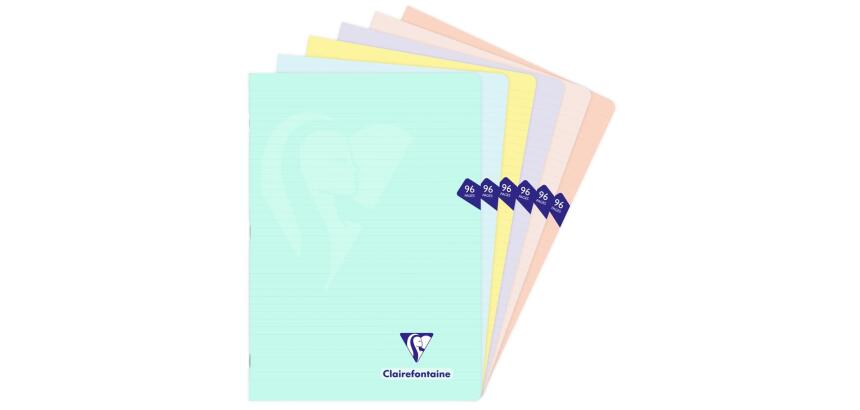 Cahier piqué Mimesys PASTEL A4 96 pages ligné couverture polypropylène - Assortis