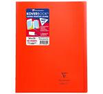 Cahier piqué Koverbook 24x32cm 96 pages petits carreaux + marge couverture polypropylène transparent - Rouge