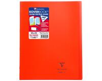 Cahier piqué Koverbook 24x32cm 96 pages petits carreaux + marge couverture polypropylène transparent - Rouge