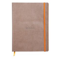 Rhodiarama carnet souple 19x25 cm 160 pages ligné papier ivoire 90g fermeture élastique - Taupe