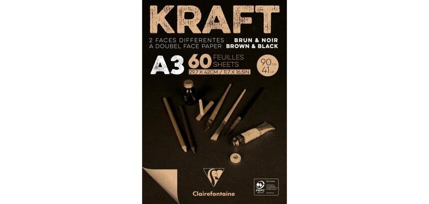 Kraft bi-face bloc collé 60F A3 90g
