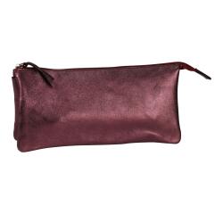 Clairefontaine CUIRIS# Large Two-Compartment Pouch - 22x11cm - Cherry