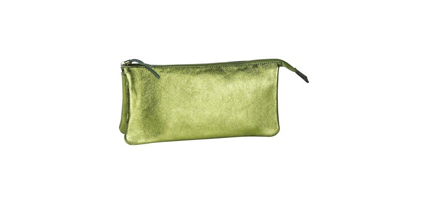CUIRISÉ Grande Pochette 2 compartiments 22x11 cm - Vert
