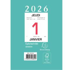Bloc éphéméride neutre sans support 9,8 x 13,4 cm - 2026 - Vert