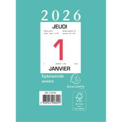 Bloc éphéméride neutre sans support 9,8 x 13,4 cm - 2026 - Vert