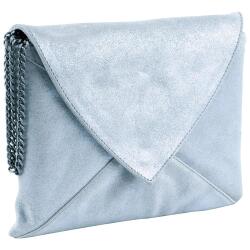 PLUME Pochette Enveloppe en Daim irisé 20x14cm - Bleu