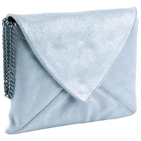 PLUME Pochette Enveloppe en Daim irisé 20x14cm - Bleu