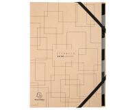Exacompta Multipart Files Harmonika Expanding Spine Eterneco - 600gsm - A4 - Assorted Designs - Brown geometrical design