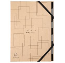 Exacompta Multipart Files Harmonika Expanding Spine Eterneco - 600gsm - A4 - Assorted Designs - Brown geometrical design