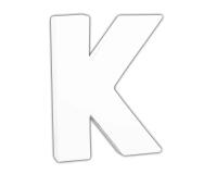 Small Letter 'K' 12cm - White