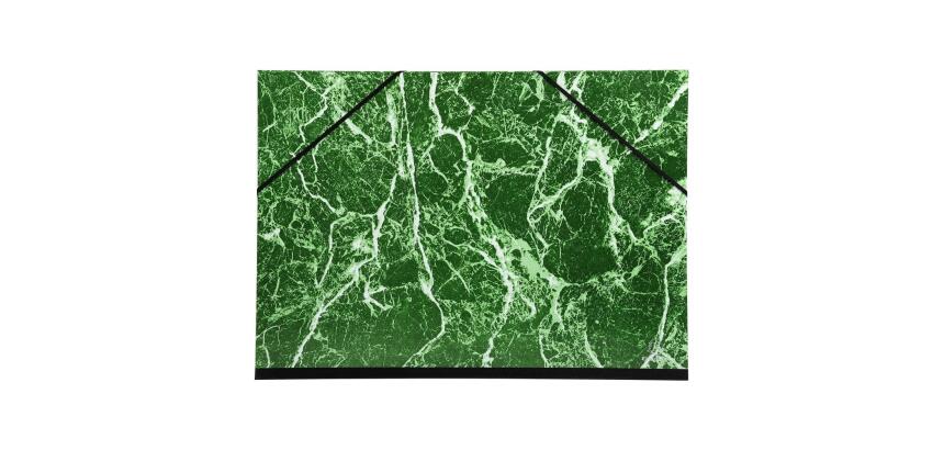 Carton à dessin papier marbré verni avec élastiques 32x45 cm - Pour format A3 - Vert