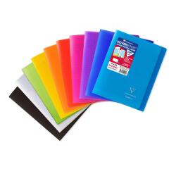 Cahier piqué Koverbook 17x22cm 96 pages grands carreaux couverture polypropylène transparent - Assortis