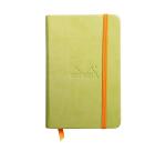 Rhodiarama carnet rembordé rigide 9x14 cm 192 pages uni papier ivoire 90g fermeture élastique - Anis