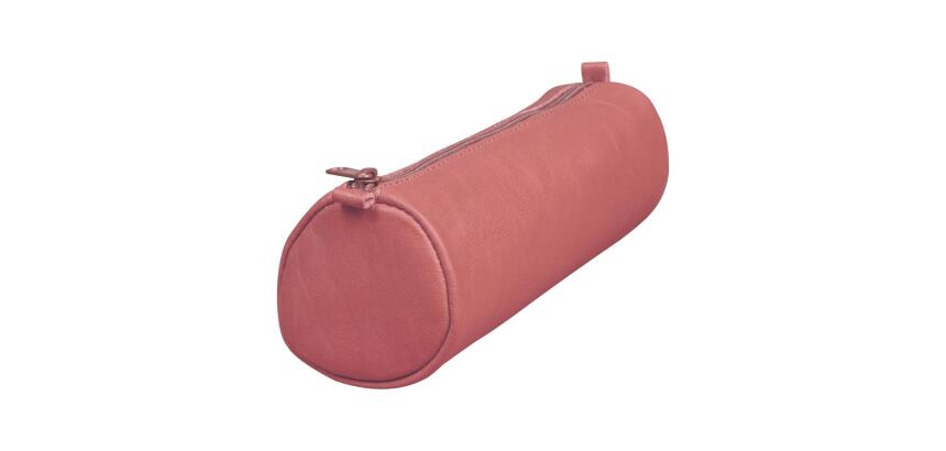 Trousse en cuir Age Bag ronde 21xØ6 cm - Rose antique