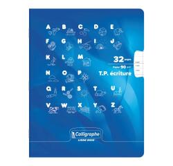 Cahier Travaux Pratiques Écriture piqué 8000 CARTE 17x22 cm 32 pages double ligne 3 mm + interligne verticale/uni 90 g - Bleu