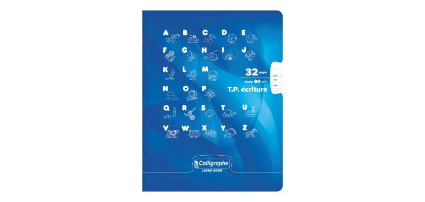 Cahier Travaux Pratiques Écriture piqué 8000 CARTE 17x22 cm 32 pages double ligne 3 mm + interligne verticale/uni 90 g - Bleu