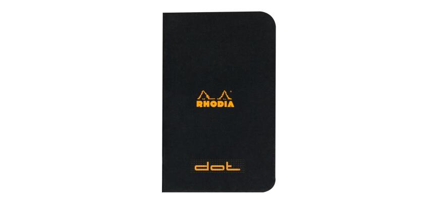 Carnet piqué Rhodia Classic 7,5x12 cm 48p dot non détachables 80g - Noir