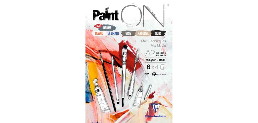 Paint'ON n°6 bloc collé 24F A2 250g assorti 6x4F - Assortiment