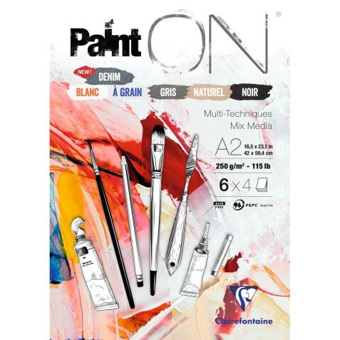 Paint'ON n°6 bloc collé 24F A2 250g assorti 6x4F - Assortiment