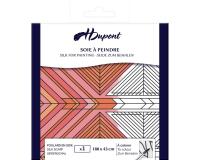 Echarpe 100% soie - 180x43cm Triangles - Blanc