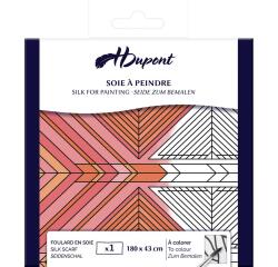 Echarpe 100% soie - 180x43cm Triangles - Blanc